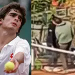 Pérez Roldán junto a las imágenes de la brutal agresión a la joven tenista