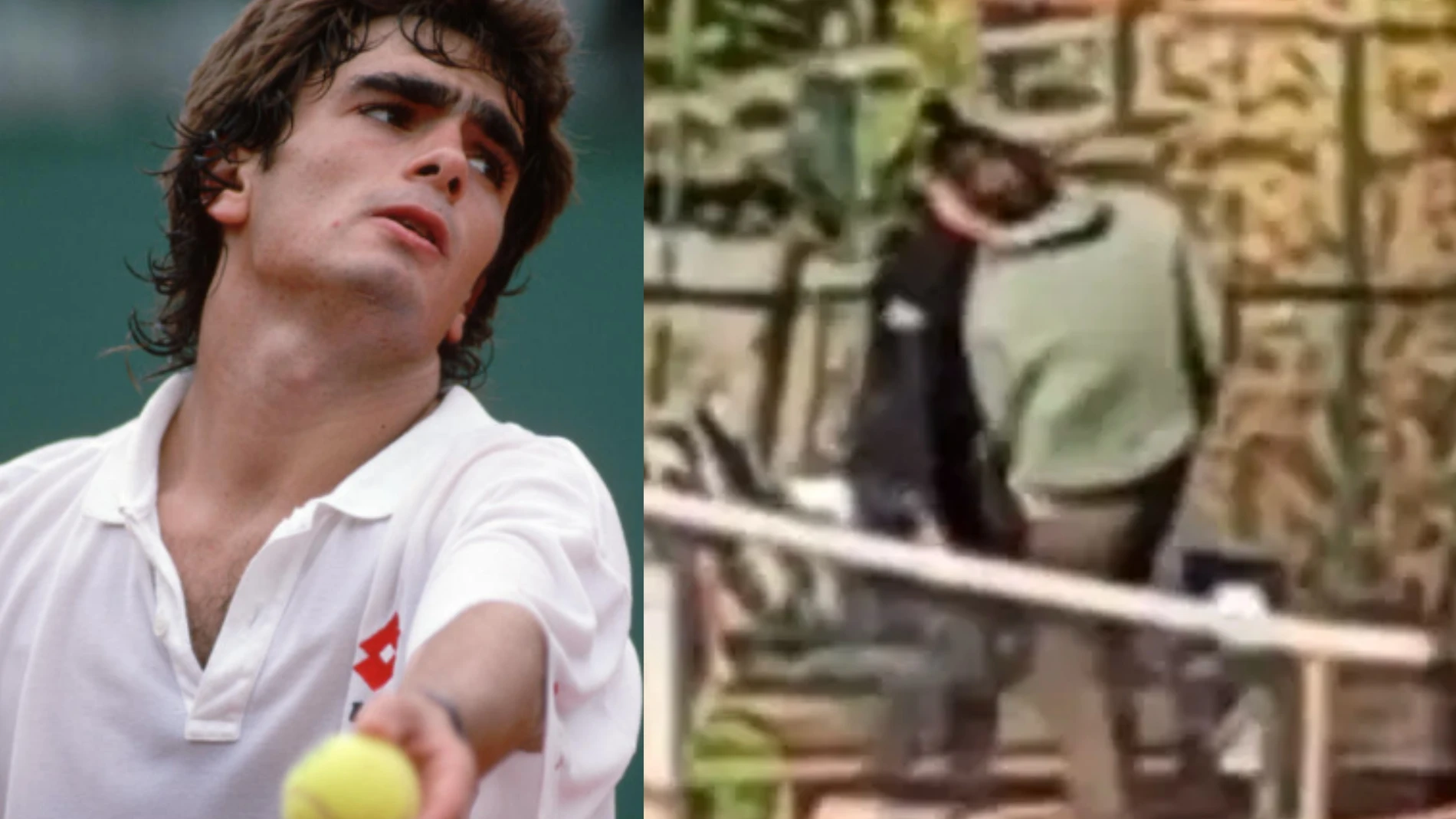 Pérez Roldán junto a las imágenes de la brutal agresión a la joven tenista