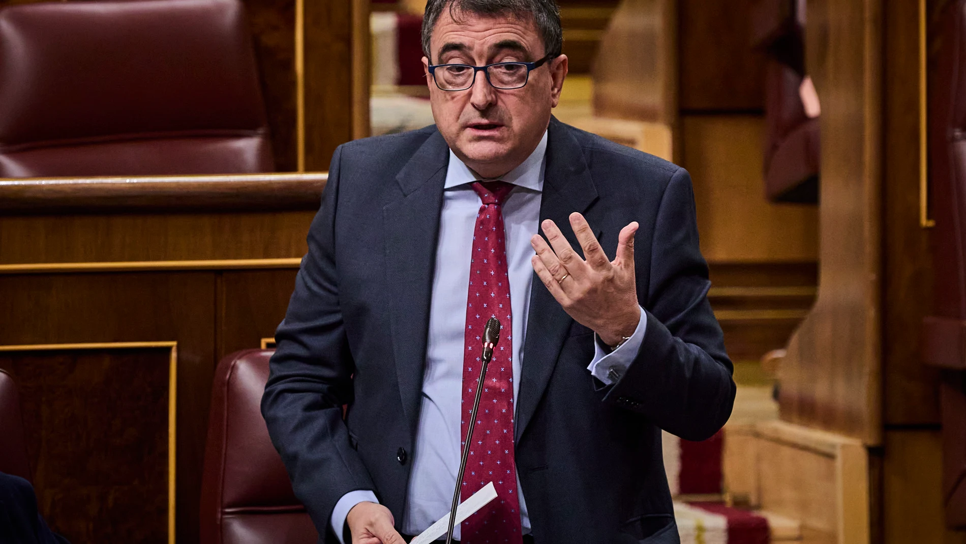 Aitor Esteban, portavoz del PNV, durante la sesión de Control al Gobierno en el Congreso de los Diputados.
