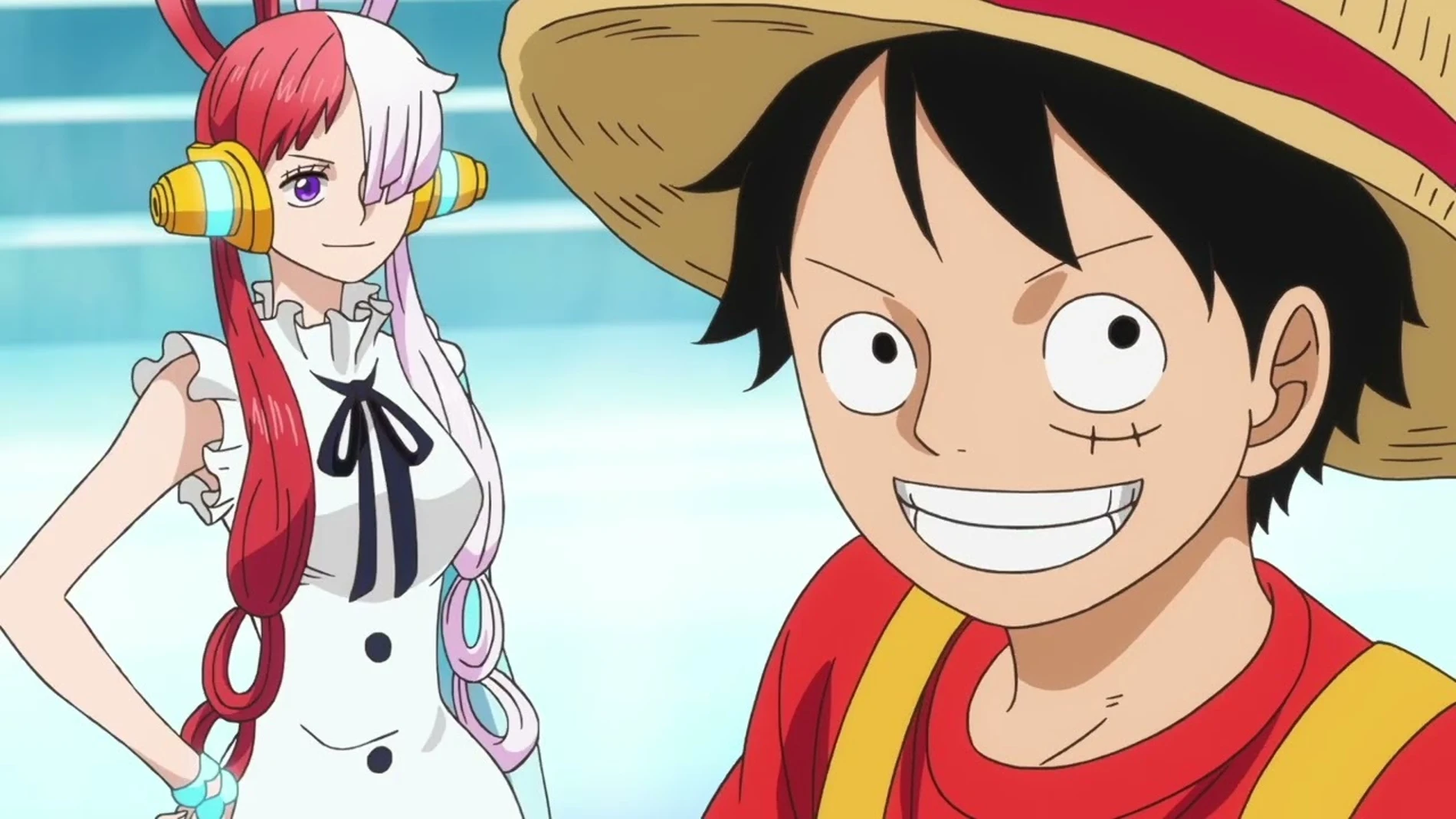 Luffy (dcha.) cede parte del protagonismo en esta nueva aventura de «One Piece» a la superestrella UTA, hija del pirata Shanks