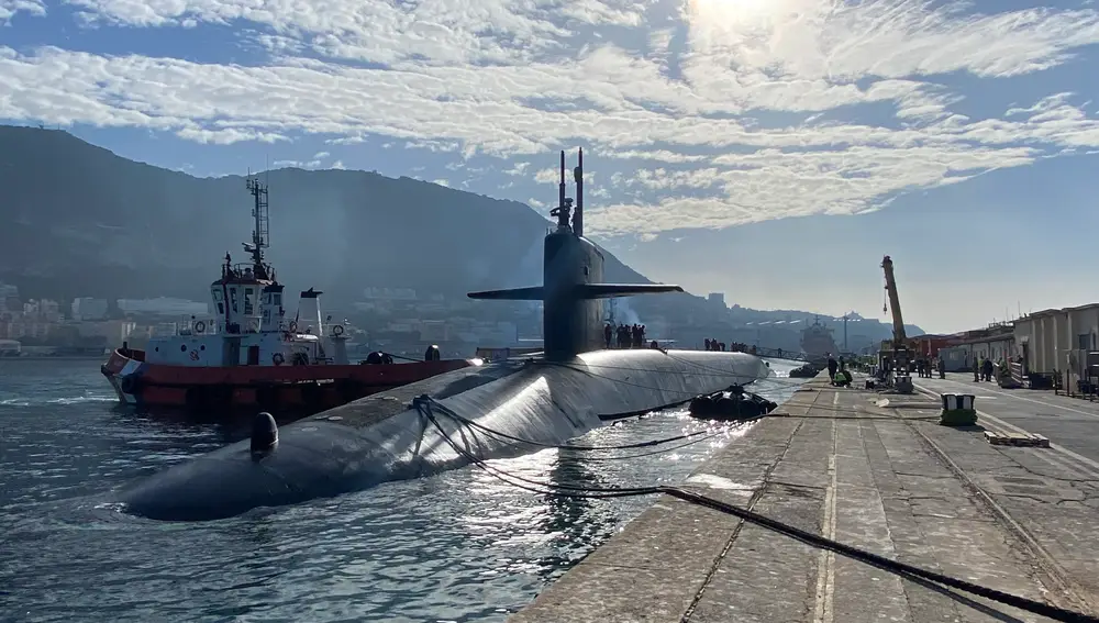 El submarino nuclear norteamericano «Rhode Island» de la clase Ohio, el pasado martes en Gibraltar