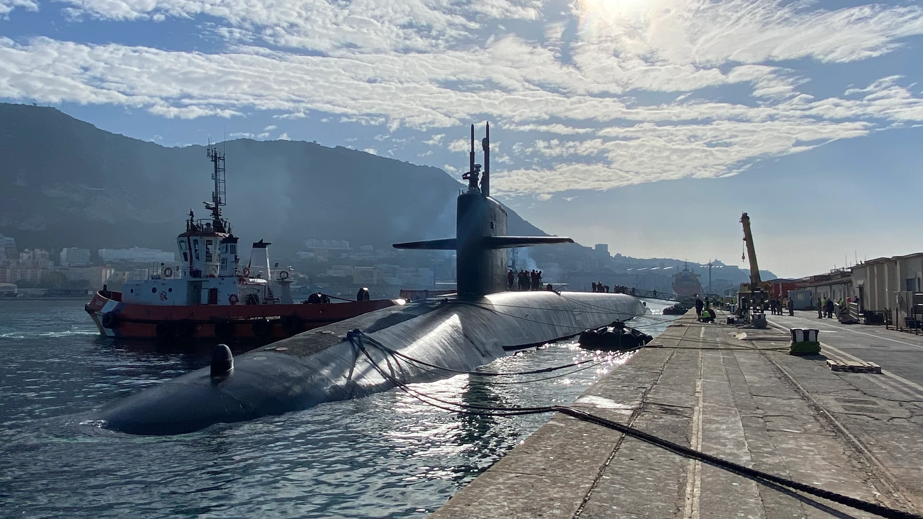 El submarino nuclear norteamericano «Rhode Island» de la clase Ohio, el pasado martes en Gibraltar