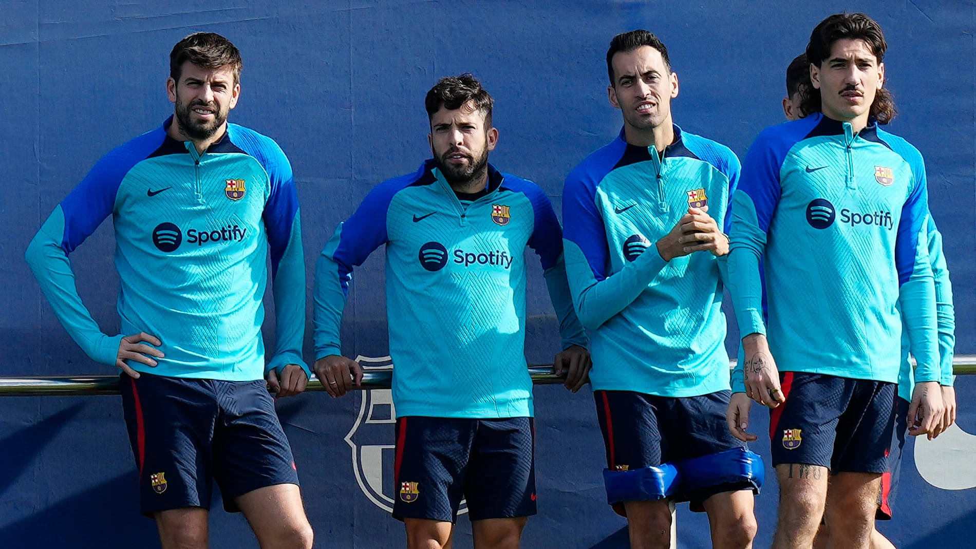 Los jugadores del FC Barcelona, Gerard Piqué, Jordi Alba, Sergio Busquets y Héctor Bellerin