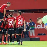 Los jugadores del Mallorca celebran el gol