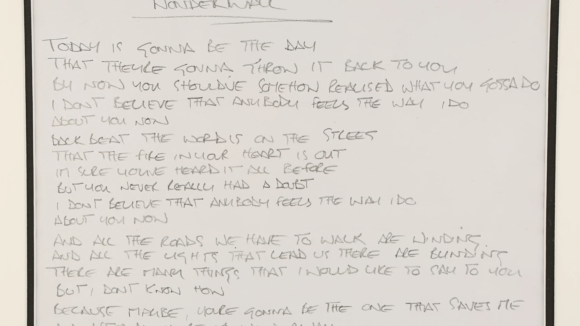 El manuscrito de "Wonderwall" que escribió Noel Gallagher sirvió como apoyo para los ensayos de Oasis