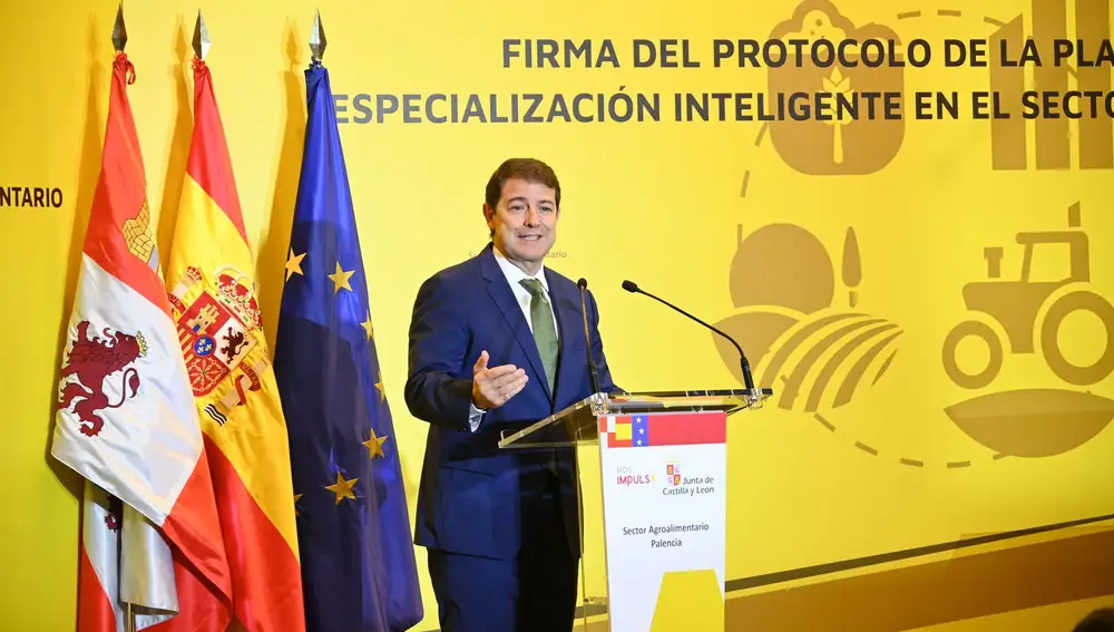 Mañueco interviene tras firmar la creación de la Plataforma Agroalimentaria Palencia 2023