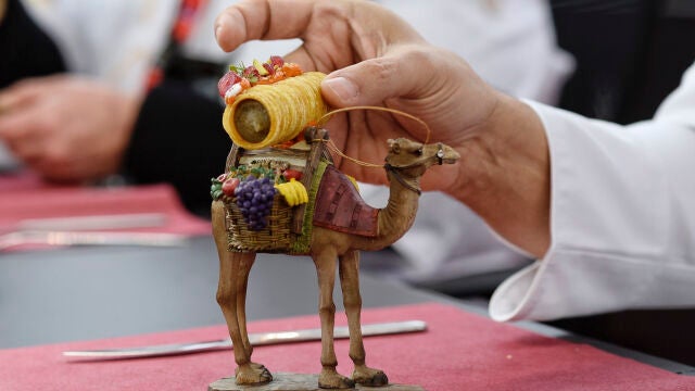 Detalle del pincho "?Cijara Baba Ganoush", del cocinero Lendl Pereira y que representa a Emiratos Árabes, ganador del VI Campeonato Mundial de Tapas Ciudad de Valladolid
