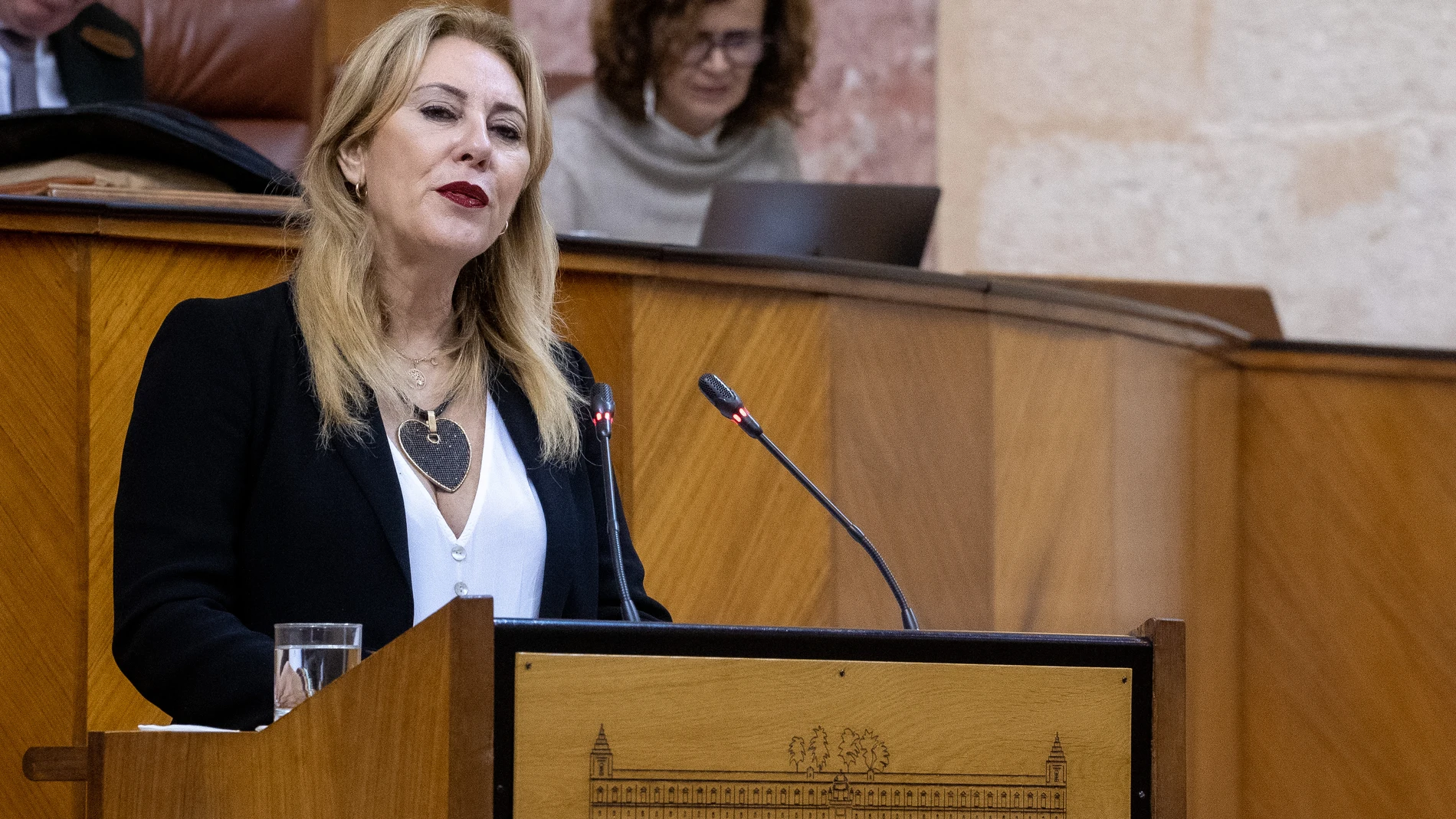 La consejera andaluza de Economía y Hacienda, Carolina España, en el Parlamento autonómico