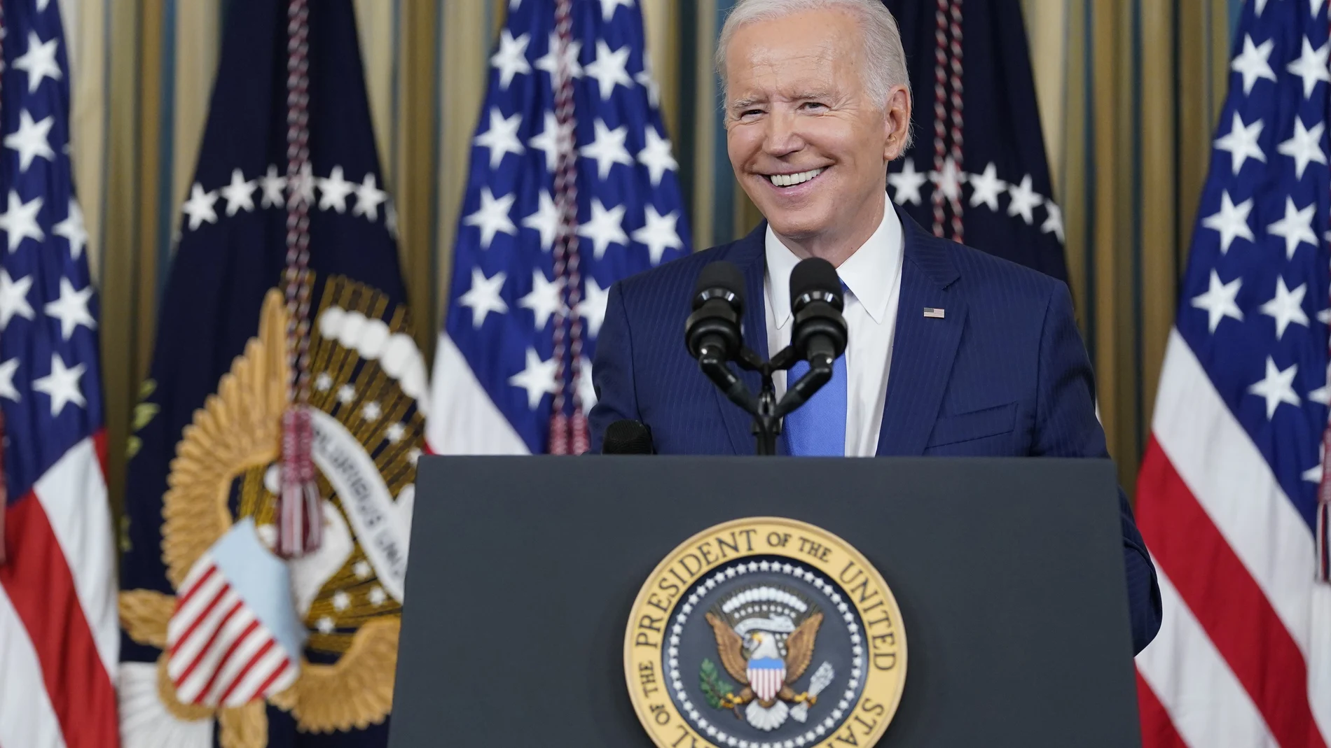 El presidente de EE UU, Joe Biden, durante su intervención desde el Comedor de Estado de la Casa Blanca en Washington