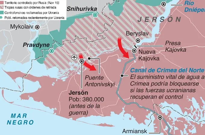 Tras tomar Jersón, así podría Ucrania reconquistar Crimea estrangulando el istmo de Perekop, puerta de entrada a la península