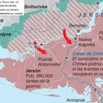 Situación del frente en Jersón y Crimea a 10 de noviembre