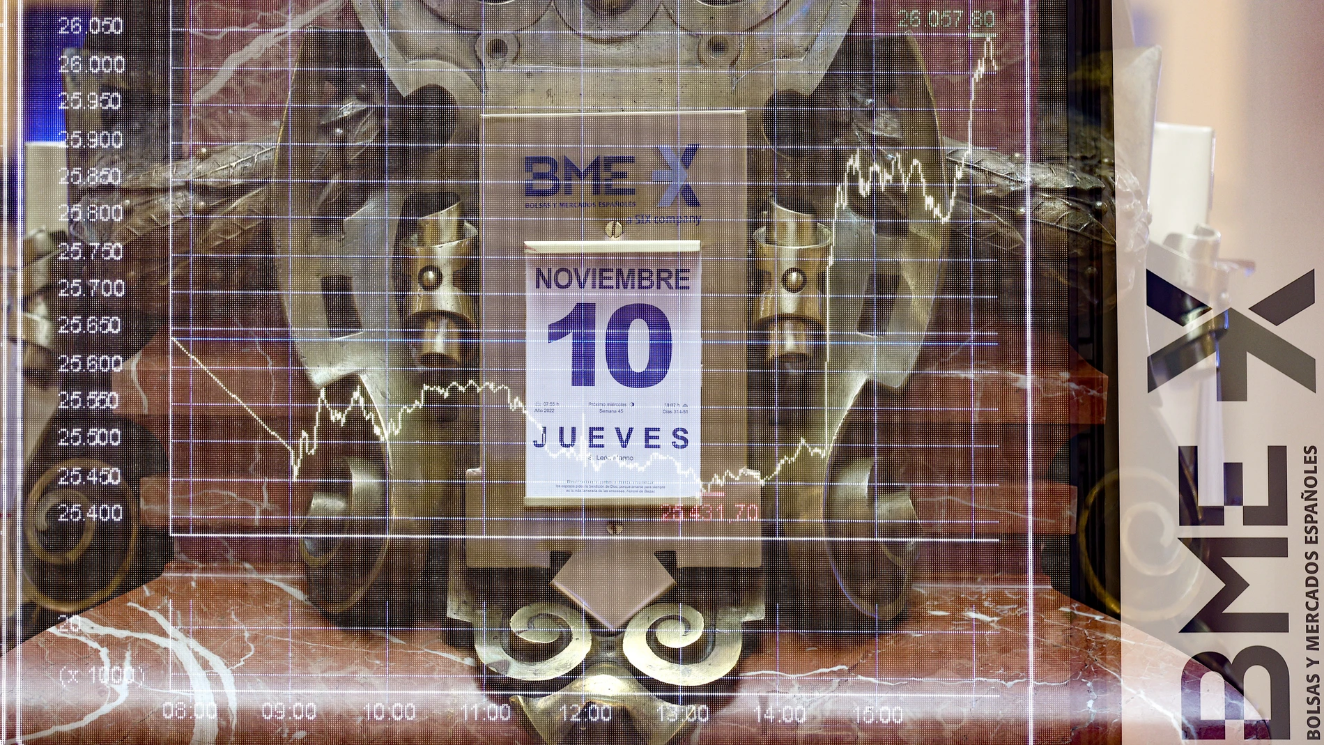 Calendario con fecha 10 de noviembre en el Palacio de la Bolsa
