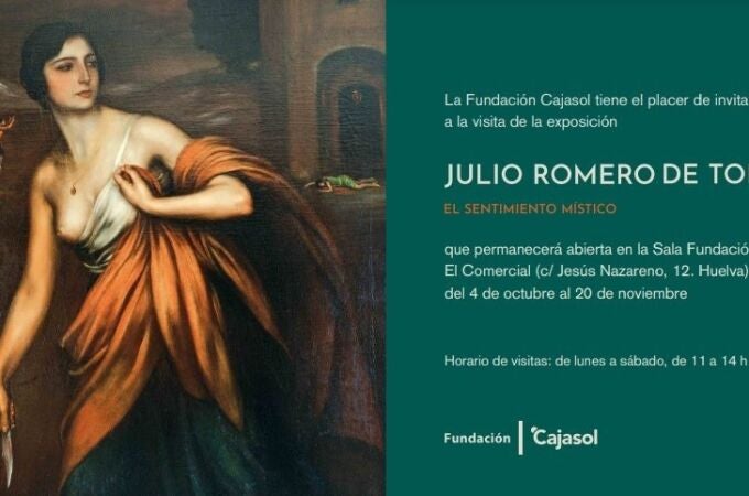 Programa de la exposición sobre Julio Romero de Torres en la Fundación Cajasol en Huelva