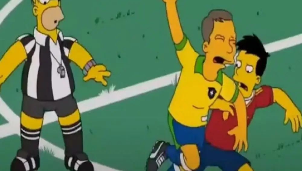 Brasil y España en el final del Mundial de Los Simpson.