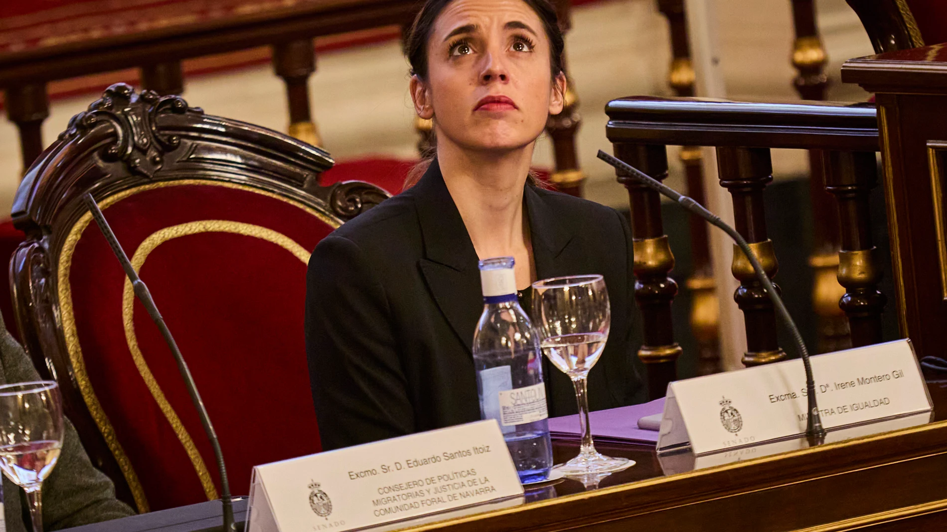 La Ministra de Igualdad, Irene Montero, este jueves en el Senado en Madrid. En medio del choque entre Igualdad y los jueces por las rebajas de condenas a delincuentes sexuales, este jueves coinciden en la inauguración del VIII Congreso del Observatorio contra la Violencia Doméstica y de Género