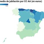 Pensión media de jubilación por comunidades