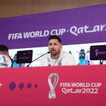 Leo Messi durante la última conferencia de prensa