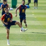 Jordi Alba, en un entrenamiento de la selección