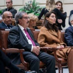 El presidente del Consejo General del Poder Judicial, Rafael Mozo; la ministra de Justicia, Pilar Llop y el ministro de Interior, Fernando Grande-Marlaska, durante la presentación del Convenio para la investigación eficaz de los delitos contra la vida, la salud y la integridad física de los trabajadores en la Sede de la Fiscalía General del Estado, a 22 de noviembre de 2022, en Madrid (España)