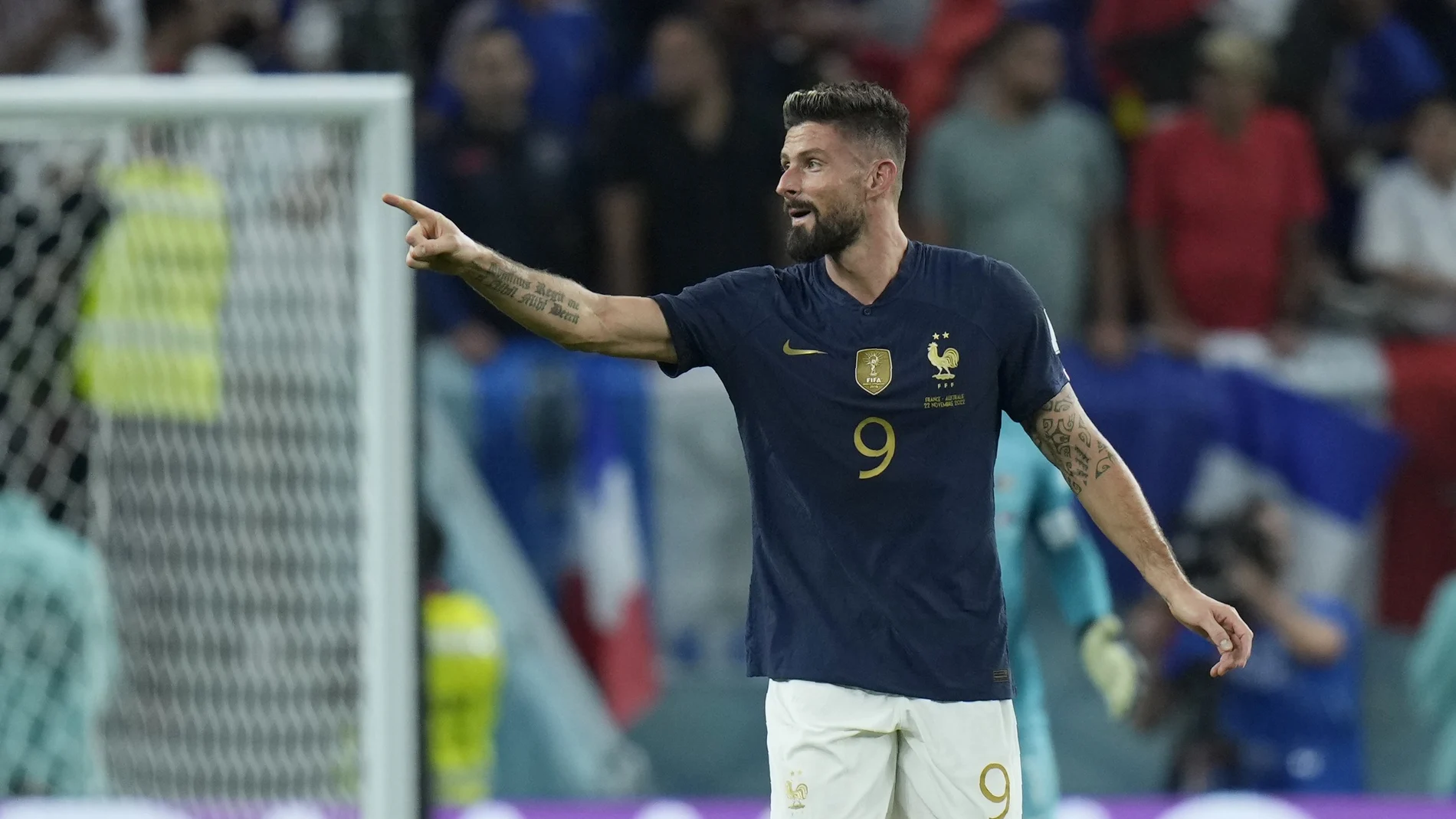 Giroud hizo dos de los cuatro tantos de Francia contra Australia en el Mundial de Qatar 2022