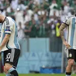 Messi y Rodrigo de Paul con Argentina.