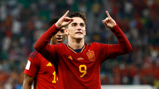 Gavi celebra su gol a Costa Rica