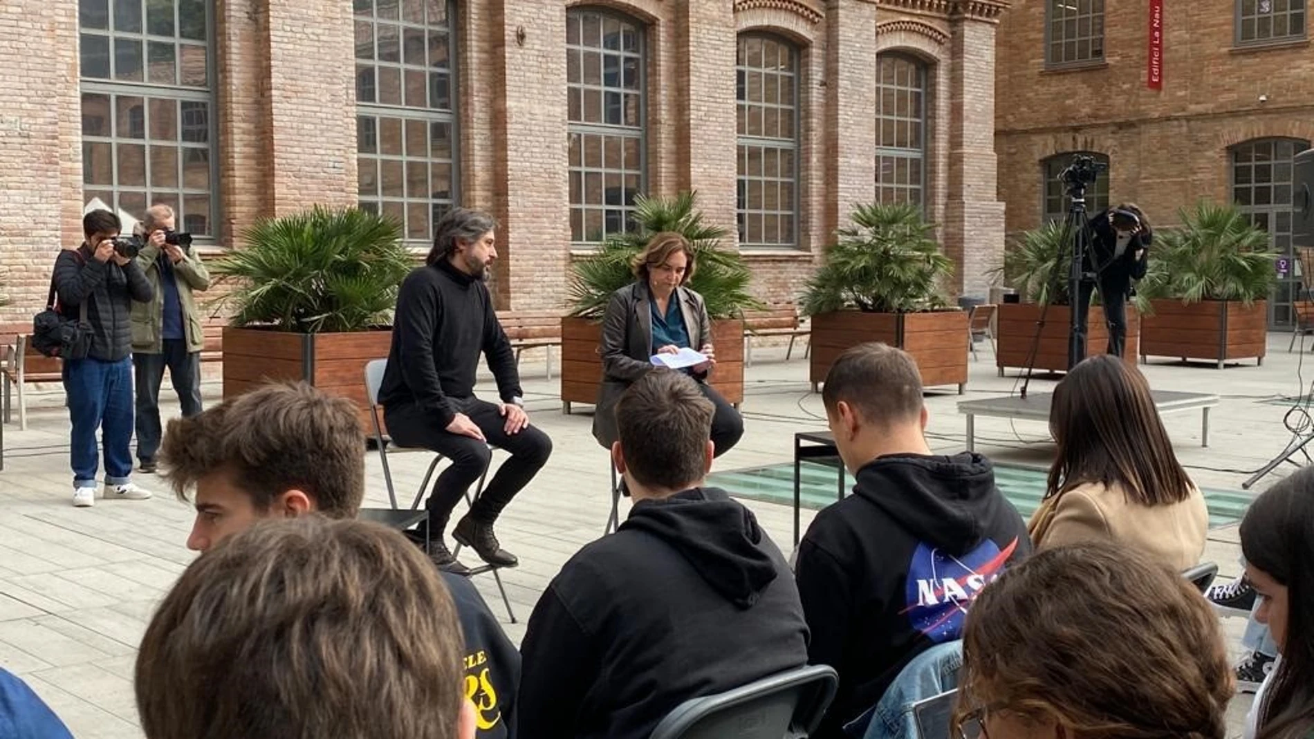 La alcaldesa Ada Colau en un acto del Diari de Barcelona en el campus de Comunicación de la Universitat Pompeu Fabra