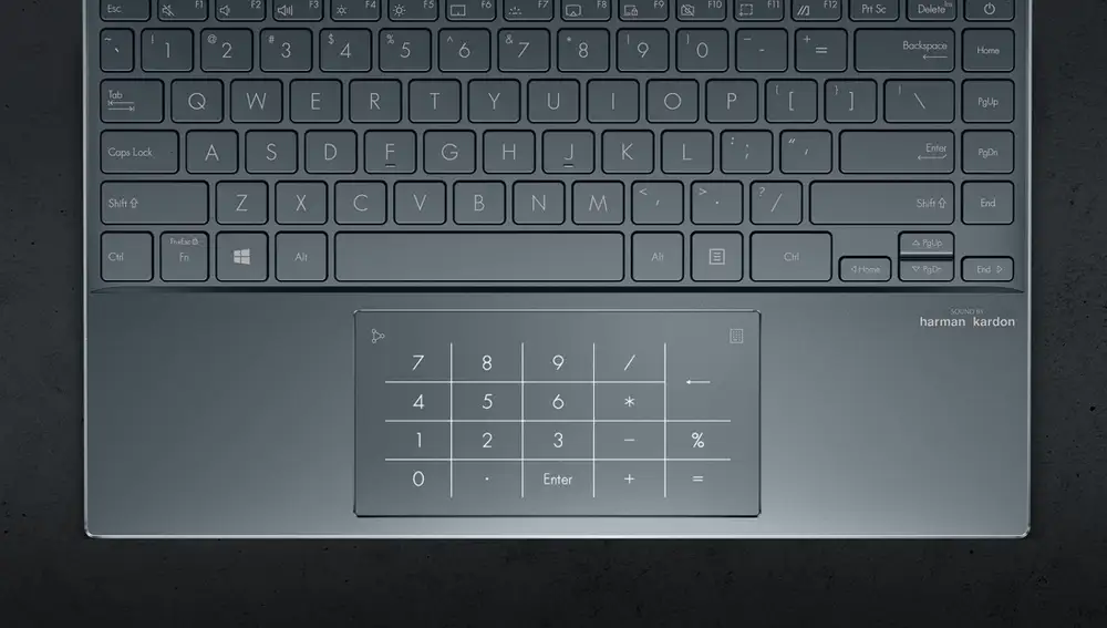 Teclado numérico LED integrado en el touchpad.