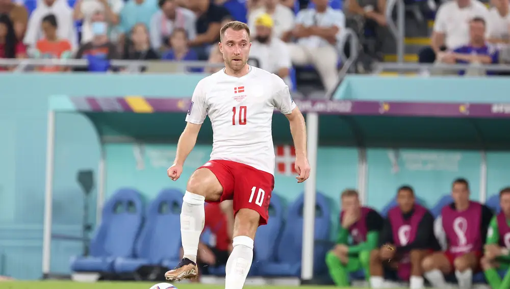 Christian Eriksen of Denmark during the FIFA World Cup 2022, Group D football match between France and Denmark on November 26, 2022 at Stadium 974 in Doha, Qatar - Photo Jean Catuffe / DPPIAFP7 26/11/2022 ONLY FOR USE IN SPAIN