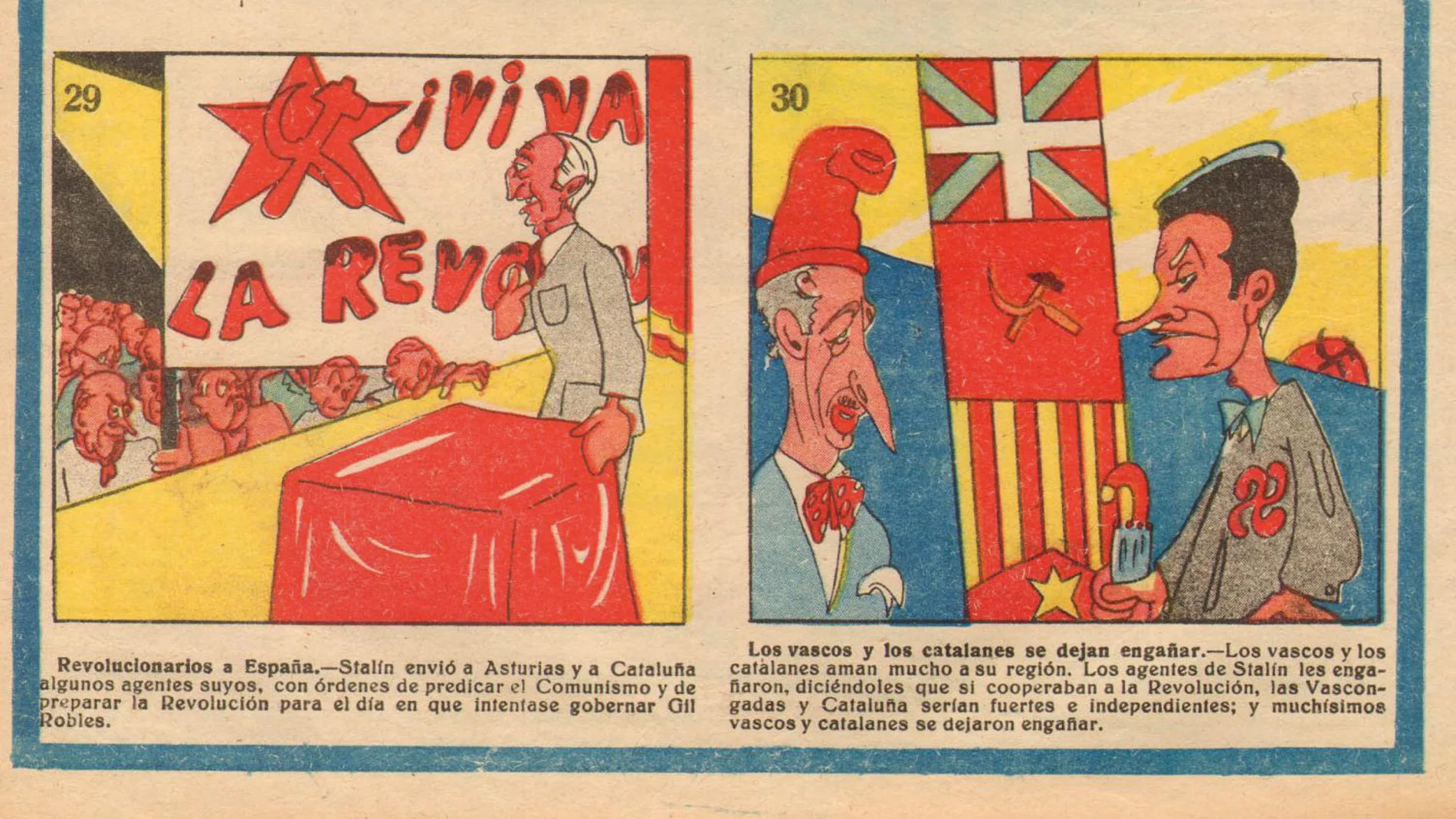 Dos viñetas antirrepublicanas en la revista "Pelayos"