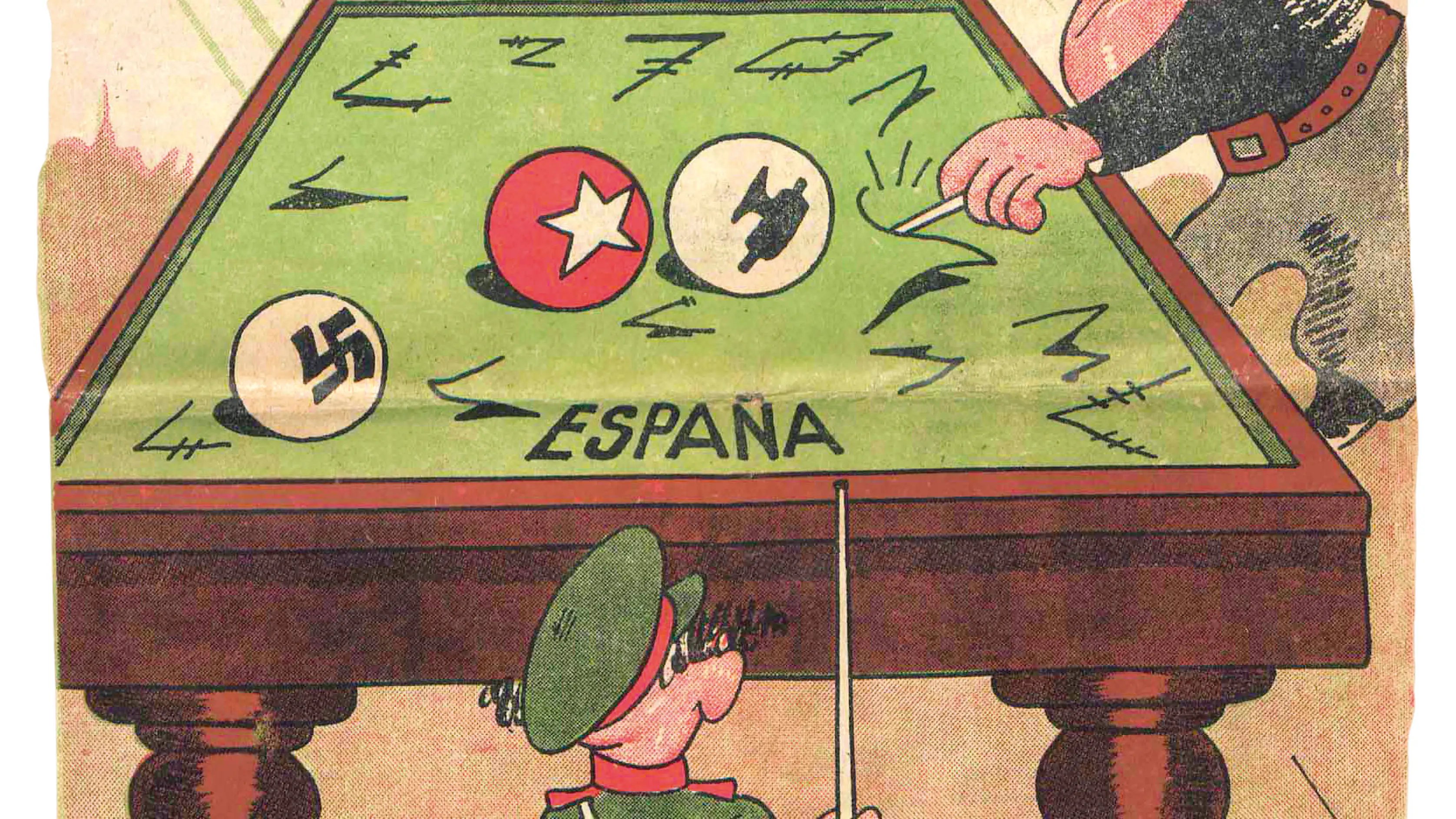 Hitler, Mussolini y Franco jugándose España en la revista &quot;La Traca&quot;