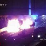 Dos coches incendiados en la M-40 de Madrid