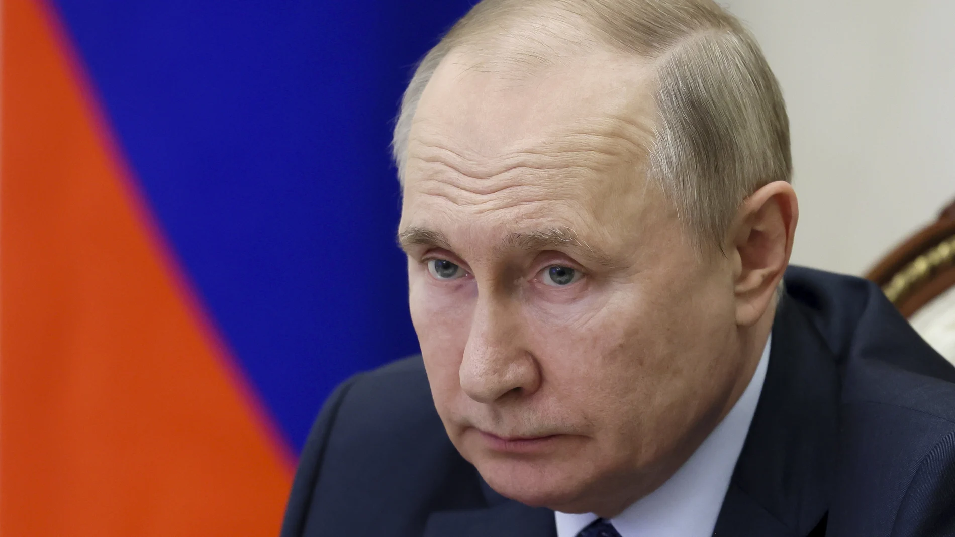 El presidente ruso, Vladimir Putin, en una videoconferencia en Moscú, hoy
