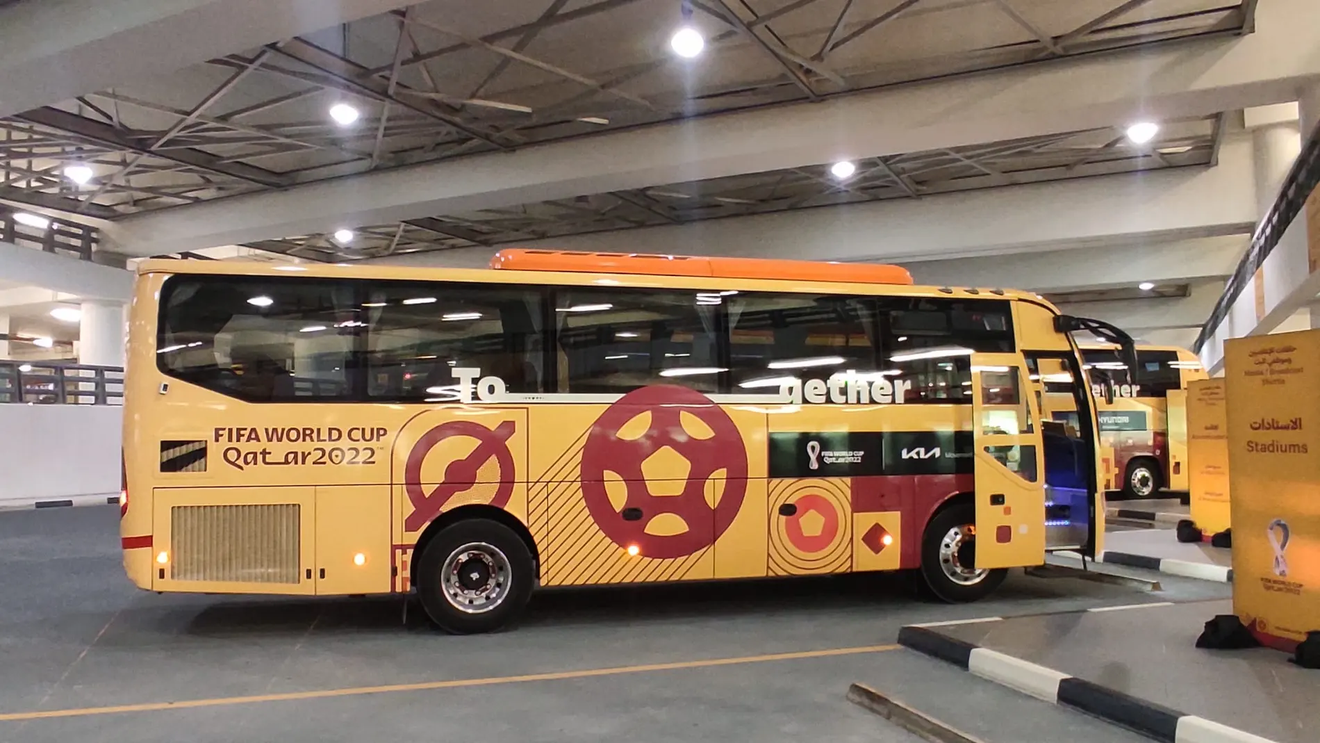 Autobús para la prensa en el Mundial de Qatar