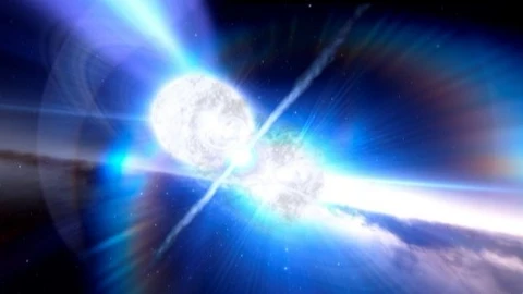 Concepción artística de una fusión de dos estrellas de neutrones. CSIC