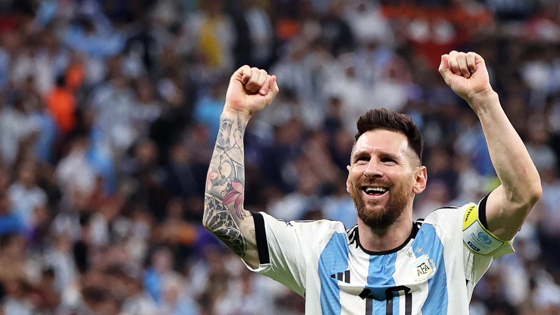 Leo Messi celebra un gol en el Mundial de Qatar 2022.