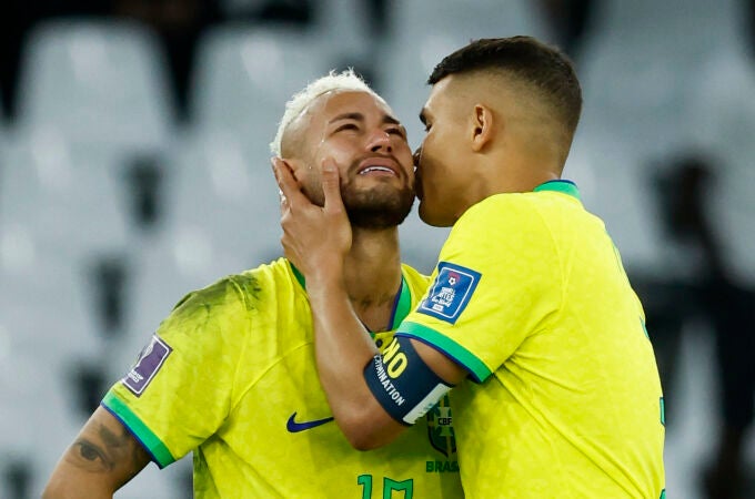 Neymar llorando tras la eliminación de Brasil
