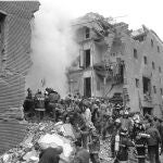 Fotografía tomada en 1987 en la casa cuartel de la Guardia Civil en Zaragoza tras un atentado de ETA