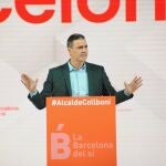 El presidente del Gobierno, Pedro Sánchez, interviene en el acto de presentación de la candidatura de Collboni a la alcaldía de Barcelona