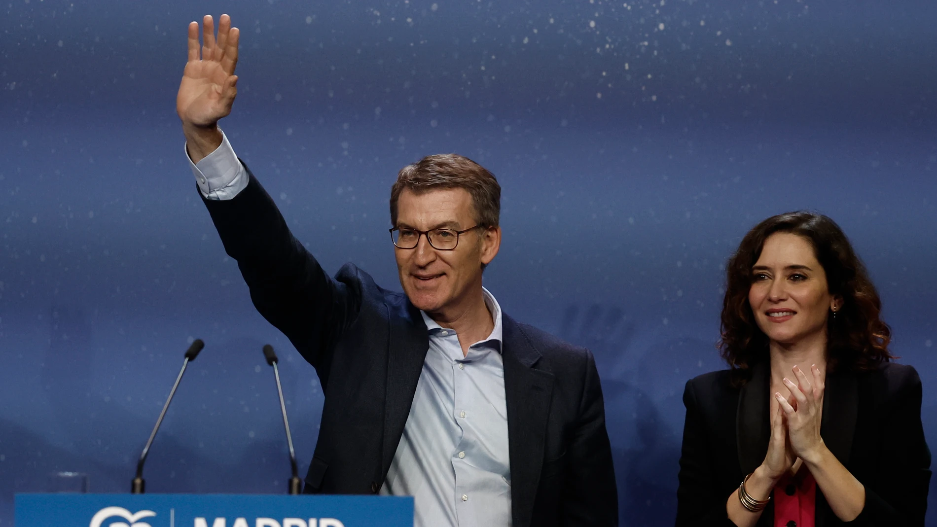 El presidente del Partido Popular, Alberto Núñez Feijóo, y la presidenta del PP de Madrid y de la Comunidad, Isabel Díaz Ayuso