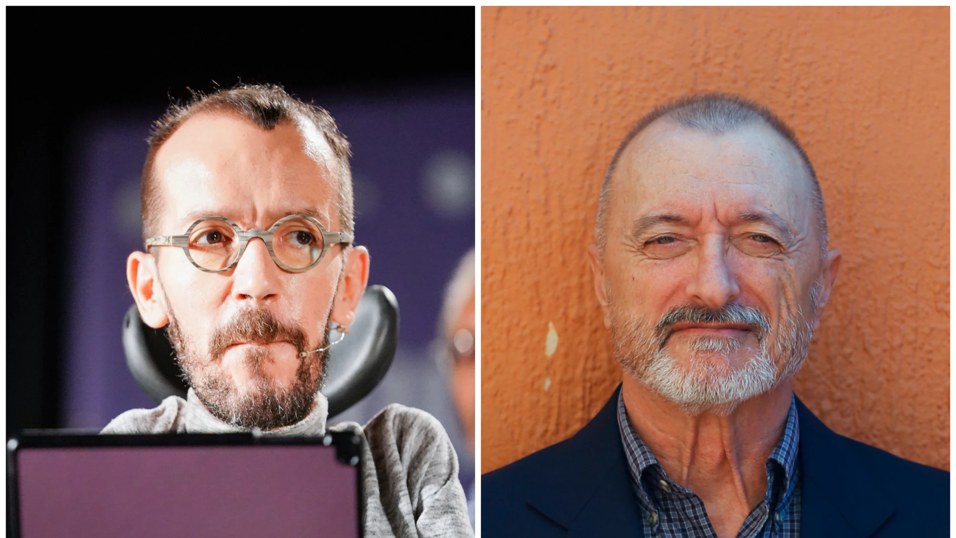 El portavoz de Podemos en el Congreso, Pablo Echenique, y el escritor Arturo Pérez-Reverte