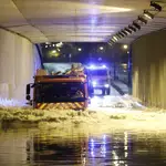 Inundaciones por las fuertes lluvias en Leganés que provocaron cortes en la M-40 así como en túneles y vías de la localidad