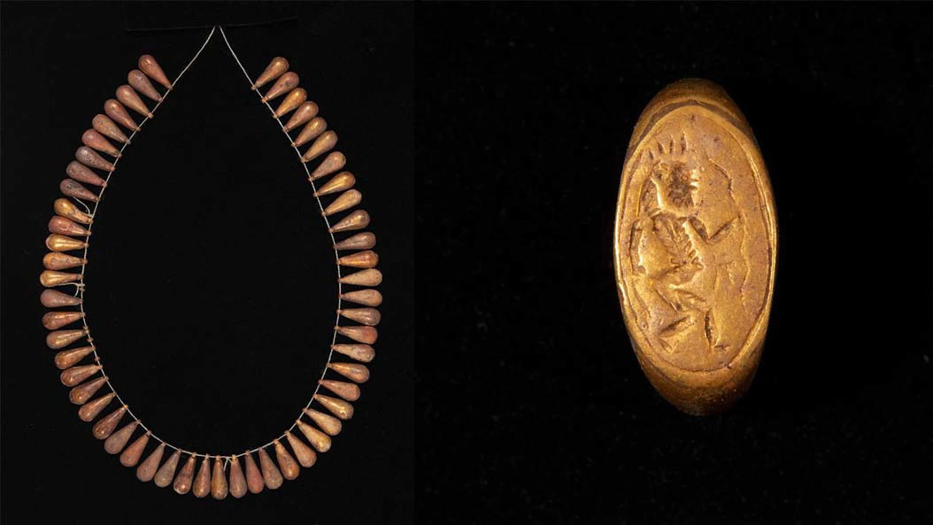 Imagen de las joyas halladas en Amarna