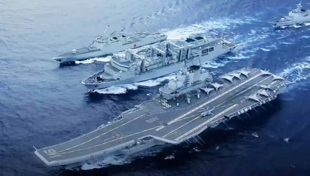 El portaaviones chino Liaoning con más buques del Ejército Popular de Liberación