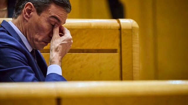 El presidente del gobierno, Pedro Sánchez, ayer, durante la sesión de control al Gobierno en el Senado