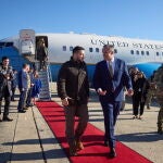 Zelenski, a su llegada a Estados Unidos,