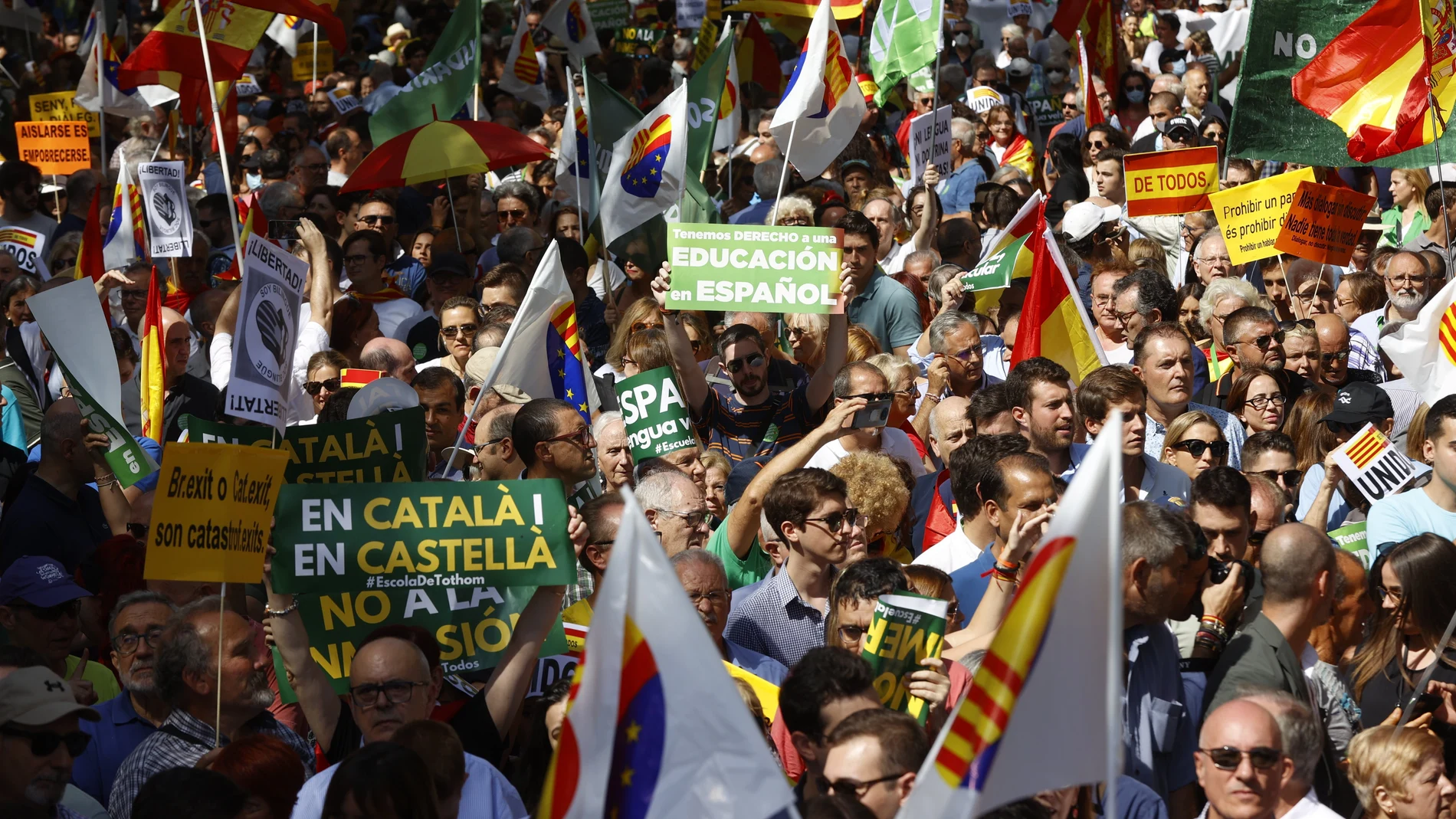 Manifestación en Barcelona para reclamar que el castellano también sea lengua vehicular en Cataluña