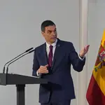 Pedro Sánchez, durante la rueda de prensa