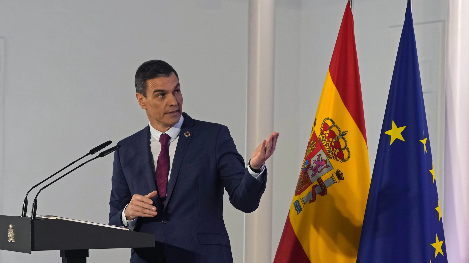Pedro Sánchez, durante la rueda de prensa