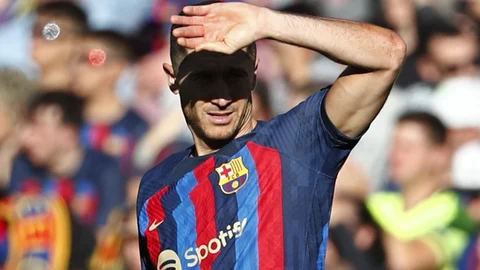 Lewandowski, durante un partido con el Barcelona